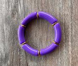 Halloween Black Orange Purple Pumpkin Spiderweb Lucite Stretch Womens Bracelet