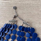 Dark Blue Wood Bead Multi Strand Chunky Statement Necklace - Charlotte