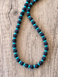 Black Lava Rock Turquoise Mens Surfer Beaded Long Necklace - Mac