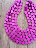 Purple Pink Wood Chunky Multi Strand Statement Necklace - Charlotte