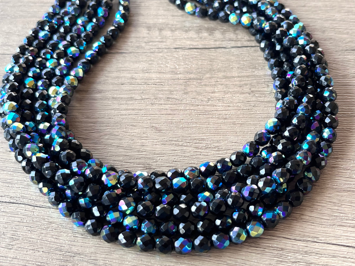 Barrette dangle Criss-cross wrap made with black glass and silver beads Hair Clips With Beaded Dangle Chain | Hair Accessories  main image 4