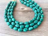 Teal Green Lucite Acrylic Bead Statement Chunky Necklace - Penelope