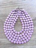 Purple Lilac Wood Chunky Multi Strand Statement Necklace - Charlotte