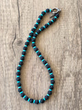 Black Lava Rock Turquoise Mens Surfer Beaded Long Necklace - Mac