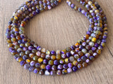 Purple Yellow Statement Beaded Chunky Faceted Stone Necklace - Tara