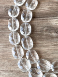 Clear Acrylic Beaded Multi Strand Chunky Statement Necklace - Elizabeth