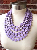 Purple Lilac Wood Chunky Multi Strand Statement Necklace - Charlotte