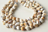 White Brown Shell Beaded Acrylic Chunky Lucite Beach Statement Necklace