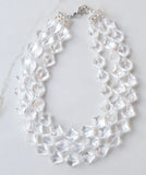 Clear Lucite Multi Strand Beaded Acrylic Geometric Statement Necklace - Krista