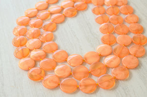 Orange Lucite Acrylic Beaded Multi Strand Chunky Statement Necklace - Charlotte