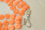 Orange Lucite Acrylic Beaded Multi Strand Chunky Statement Necklace - Charlotte