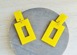 White Pink Yellow Acrylic Matte Lucite Womens Statement Dangle Earrings - Louise