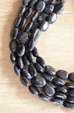 Black Lucite Acrylic Beaded Multi Strand Chunky Statement Necklace - Lauren