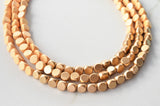 Yellow Pink Gold Wood Beaded Chunky Statement Necklace - Lisa