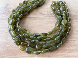 Olive Green Lucite Acrylic Beaded Multi Strand Chunky Statement Necklace - Lauren