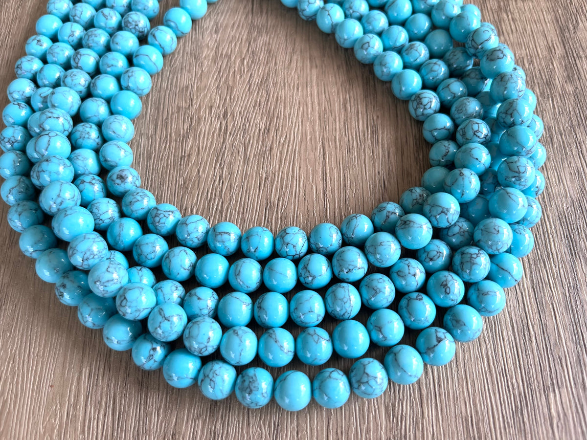 Necklace Dark Teal Amazonite 8MM Obsidian Amazonite Turquoise 108