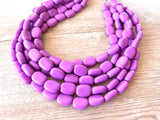 Purple Lilac Acrylic Lucite Beaded Chunky Statement Necklace - Lauren