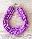 Purple Lilac Acrylic Lucite Beaded Chunky Statement Necklace - Lauren