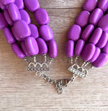 Purple Lilac Acrylic Lucite Beaded Chunky Statement Necklace - Lauren