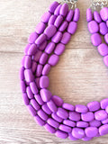 Purple Lilac Acrylic Lucite Beaded Chunky Statement Necklace - Lauren