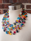 Multi Color Resin Colorful Beaded Multi Strand Chunky Statement Necklace - Charlotte