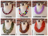 Red Gold Acrylic Bead Chunky Multi Strand Statement Necklace - Ava