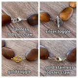 Brown Wood Beaded Long Chunky Boho Statement Necklace - Shelly