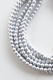 Silver Matte Beaded Acrylic Chunky Multi Strand Statement Necklace - Alana