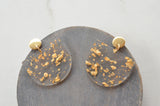 Clear Gold Lucite Big Terrazzo Dangle Womens Statement Earrings - Nora