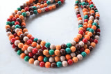 Orange Brown Yellow Red Fall Colors Acrylic Lucite Bead Chunky Statement Necklace - Alana