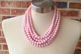 Light Pink Acrylic Lucite Bead Chunky Statement Necklace - Alana