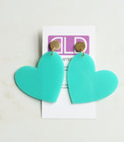 Heart Acrylic Bead Multi Color Big Dangle Statement Earrings