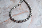 Silver Gray Stone Hematite Bead Mens Necklace - Plata Negro