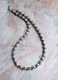 Silver Gray Stone Hematite Bead Mens Necklace - Plata Negro