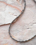 Mens Gray Hematite Stone Long Short Choker Beaded Thin Necklace - Van