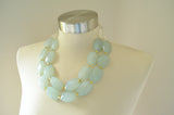 Mint Green Statement Beaded Acrylic Chunky Necklace - Ruby