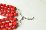 Cherry Red Lucite Acrylic Bead Chunky Statement Necklace Jewelry Women - Leslie