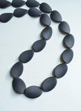 Long Black Beaded Matte Acrylic Womens Statement Necklace