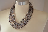 Black Clear Crystal Glass Beaded Multi Strand Chunky Statement Necklace - Anna Marie