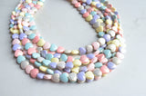 Pastel Heart Acrylic Bead Multi Strand Valentines Statement Necklace