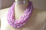 Purple Lilac Beaded Lucite Chunky Multi Strand Statement Necklace - Lauren