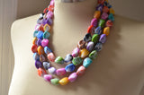 Multi Color Statement Colorful Acrylic Bead Multi Strand Necklace - Billie