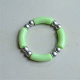 Acrylic Bead Lucite Tube Stretch Womens Bracelet