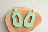 Yellow Pink Mint Green Lucite Abstract Matte Statement Earrings - Sylvia