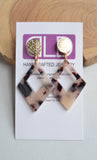 Tortoise Shell Statement Lucite Acrylic Black Earrings - Jillian