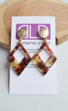 Tortoise Shell Statement Lucite Acrylic Black Earrings - Jillian