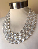 Lucite Acrylic Clear Bead Chunky Multi Strand Statement Necklace - Tessa