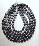 Black Statement Necklace, Beaded Necklace, Wood Necklace, Multi Strand, Chunky Necklace, Gifts For Her - Charlotte