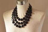 Black Statement Necklace Lucite Beaded Necklace Chunky Multi Strand Necklace Gifts For Her - Charlotte