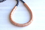 Copper Black Long Wood Beaded Statement Necklace - Elena